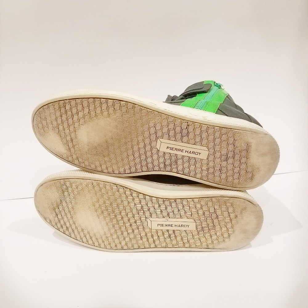 Pierre Hardy Trainer Green Leather HighTop  Sz 11 - Picture 7 of 8